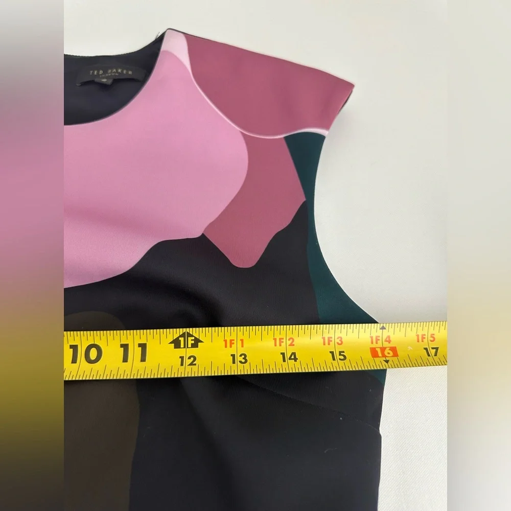 Ted Baker Maple Swirl Pencil Dress Size 2/Medium Pink Green EUC - Picture 2 of 7